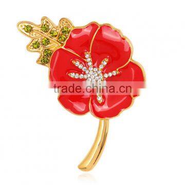 Hot Sale Cheap Fashion Jewelry Red Drip Crystal Souvenir Brooches Pin For Ladies