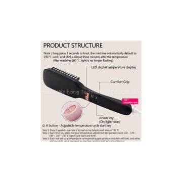 Black Ionic Hair Straightener Brush Can Be Temperature Control