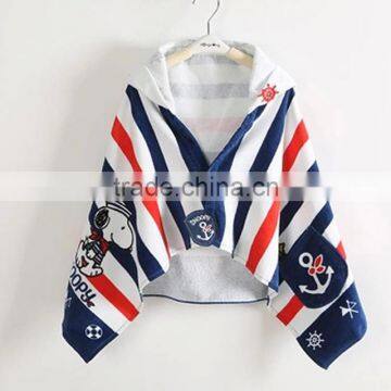 Cartoon Printed Towel For Kids In Cotton Velour Material Custom Print Animal Hooded Poncho Towel photo-2
