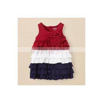 2016 new summer girls party dress July 4th toddler girl smocked dress sleeveless ruffles dresses