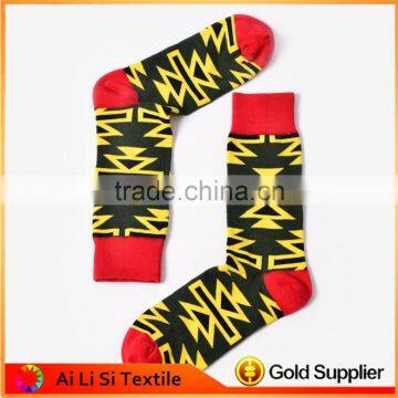 Man Read And Yellow Strip Novelty Socks, Custom Make Your Own Socks