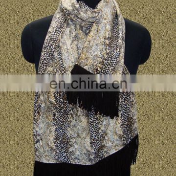 Silk Pashmina with Leather Sued Trim Shwals For 2016