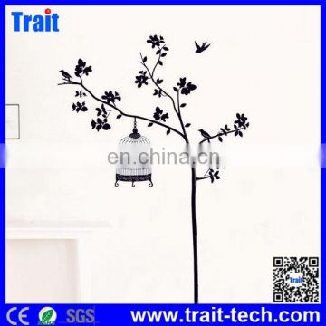 Popular Sweet Home Decoration Black Tree & Birdcage Room Wall Decal Stickers,Room Decor 3D Wall Stickers