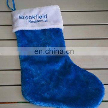 High quality blue plush santa stocking plush Stocking