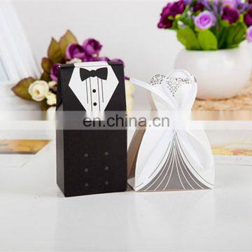 wedding favor gift boxes groom tuxedo dress gown ribbon wedding candy box