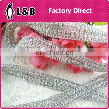 Hot selling rhinestone trimming banging with metal chain decoration for sandals/caps/garments/shoes