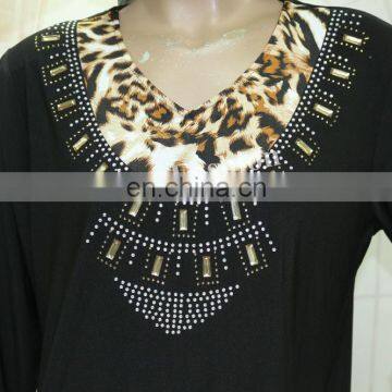 Exquiaite Leopard Print Dubai Black Abaya Fancy Dress Moroccan Style Abaya photo-3
