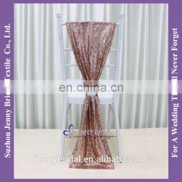 C385#24 Pageant and Bridal Sash Rose Gold Sequin Chair Cover Chair Sashes photo-2