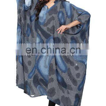 Women's Fusion Dotted Printed Style Free Size Kaftan Girls Party Wear Dresses 2017 / Actresses Dresses Collection (kaftans 2017) photo-3