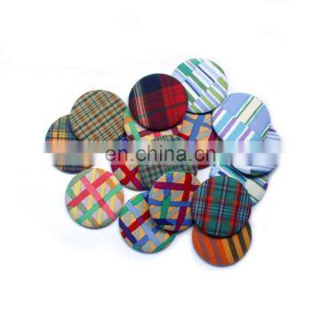 Chic floral&checks fabric covered round plain mirror