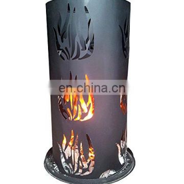 Indoor round gas fire pillar steel fireplace