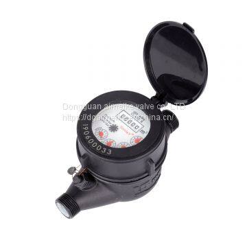 Black Rotor Dry Plastic Body Water Meter Large Circulation Capacity