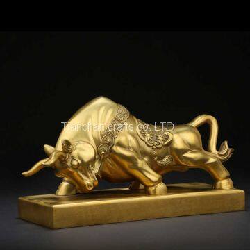 Small Golden Bull Statue Is Made of Brass