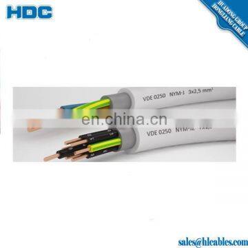 300/500V NYM pvc installation cable 3x2.5mm2 7x1.5mm2 RE Conductor PVC sheath factory price