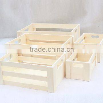 Custom made natural color solid pine wooden crates