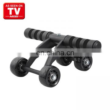 AS SEEN ON TV 4  wheels abdominal  fitness abs wheel ab wheel roller body building fitness equipment with kneeling mat