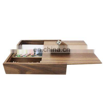 Walnut Wood Photo Album Box Gift USB Wooden Package Box Size 18*17*5.5cm