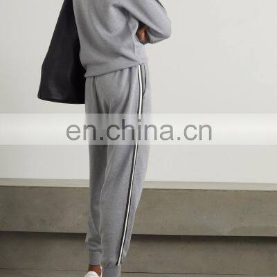 Outdoor Custom Cashmere Silk Knit Pullover Luxury Loungewear Women Sets photo-3