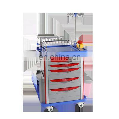 High Quality medical  medicine trolley emergency cart ABS type for hospital and clinic