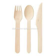 FSC certified birch wood disposable cutlery eco friendly kitchenware compostable spoon fork knife