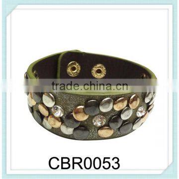 broader PU diamond rivet cuff bracelet