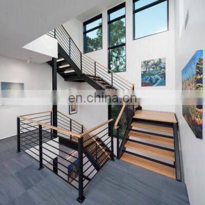 Black Stringer solid wood staircase design