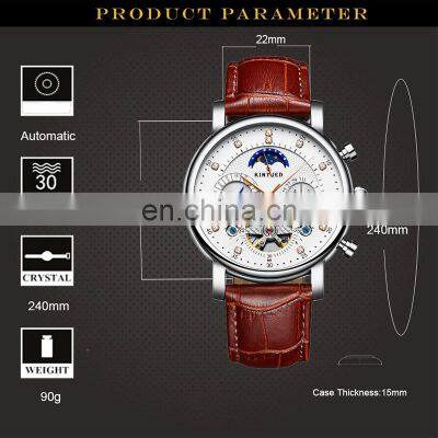 KINYUED J025 Men's Mechanical Watch Leather Belt Automatic Calendar Auto Date Luxury Men Watches photo-2