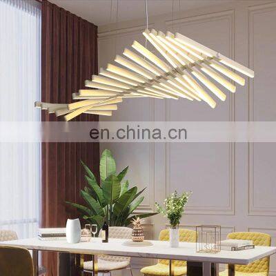 Modern Minimalist Chandelier Restaurant Simple Linear Shape Ceiling Lights Office Long Strip Pendant Light