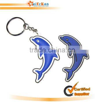 dolphin shape with logo epoxy soft custom keychain,double side keychain