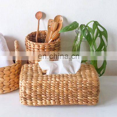 Hot Sale Handwoven Water Hyacinth Rectangular Tissue Box Cover Holder Bathroom Decoration Vietnam Manufacturer photo-4