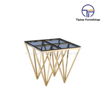 Silver adjustable height tempered circle glass end table top stainless steel frame modern coffee sofa side tea table