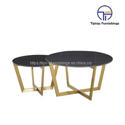 Tiptop gold metal coffee table stainless steel side table glass table furniture