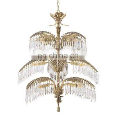 Custom luxury hotel coconut tree decorative chandelier villa high quality large crystal lamp LED Pendant Lamp