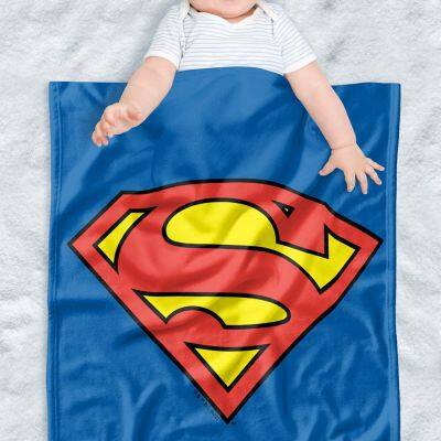 Superman Lightweight Baby Blanket, Classic Logo Unisex for Infants Girls & Boys