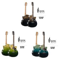 Wholesale OTIS AC-blue/black/green 41Inch Acoustic Guitar (Manchurian Ash Solid Top, Three-piece African Mahogany Neck) Accept OEM ODM Custom Logo