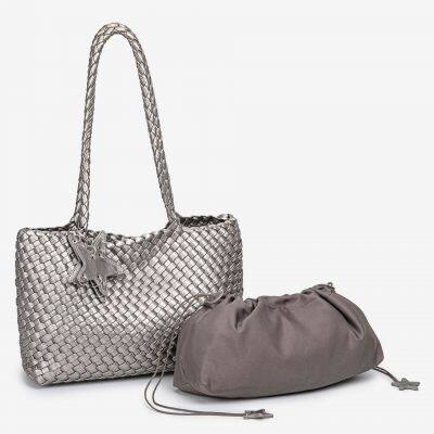 Handwoven Large Capacity Tote Bag Gun Gun Slung Across Body PU Material Vintage Style Shoulder Bag for Daily Use photo-2