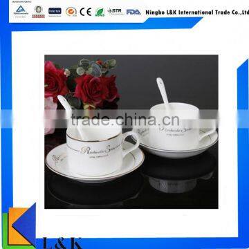 crystal new bone china ceramic coffee mug/bone china 3 pieces cup and saucer set