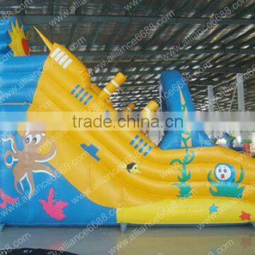 Yellow and Blue Small 6x5m Pvc Inflatable Water Slide, Customize Pvc Inflatable Slide and Pvc Pool,inflatable Water Slide