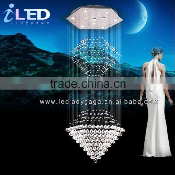 Modern Ceilling hanging Free LED bulbs Stainless steel crystal chandelier ceiling light