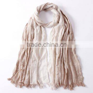 New Arrvial Korean Fashion Wrinkle Woven Striped Woman Linen Scarf Quality Choice photo-6