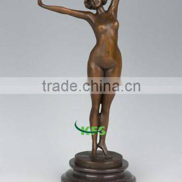 Bronze standing naked woman sculpture