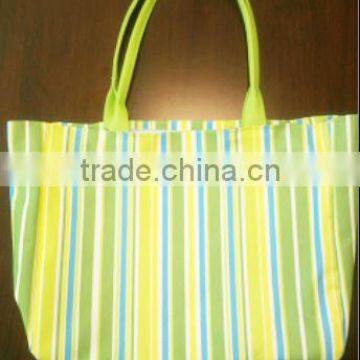 polyester striped tote bag