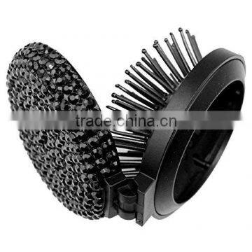 2016 Hot Sale Electroplate Folding Hair brush with Mirror