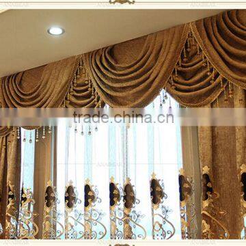 2015 Hot sale wholesle luxury curtain ployester fabric curtains for living room