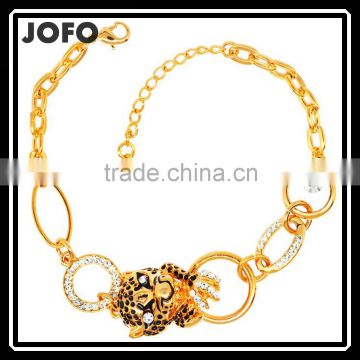 Trendy And Lovely Animal Jewelry Leopard Head Bracelet Austrian Crystal Lucky Stone Bracelet