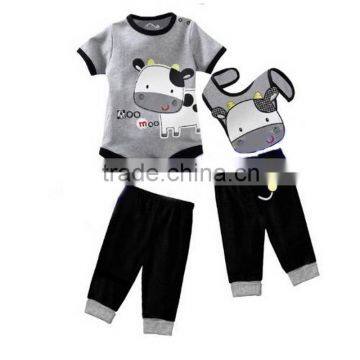 baby romper sets,boys bobysuit with bib,cute cow children clothes set,infant clothing pants set,newborn jumpsuit,boys clothes