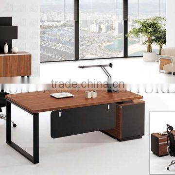 Melamine wooden steel foot and black back board office desk (SZ-OD310)