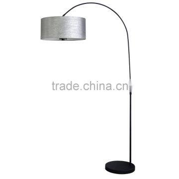 Floor lamp(Lampadaire/Una lampara) in ebony bronze finish with 16"starlight weave fabric lamp shade