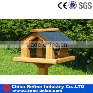 Slate roof tile for bird feeder and House with wooden stand