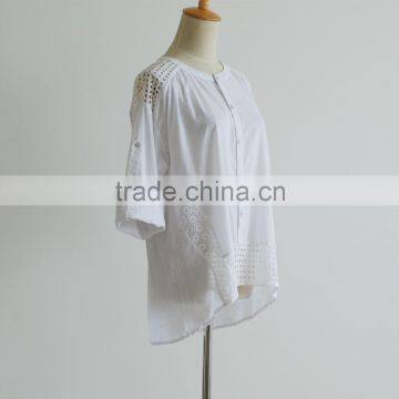 New Fashion Spring and Autumn White Cotton Blouses Pattern